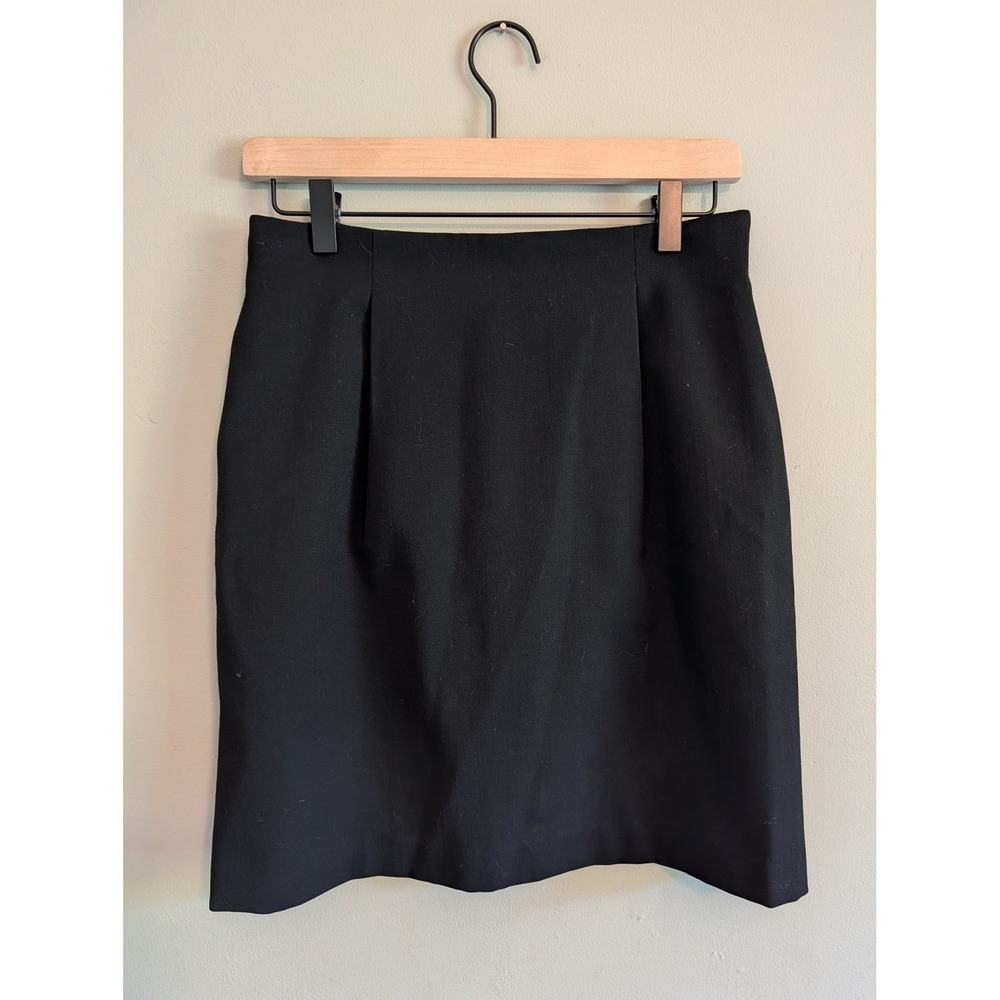 Vintage Black 100% Pure Wool‎ Pencil Skirt Size 10 Lined Career Professional